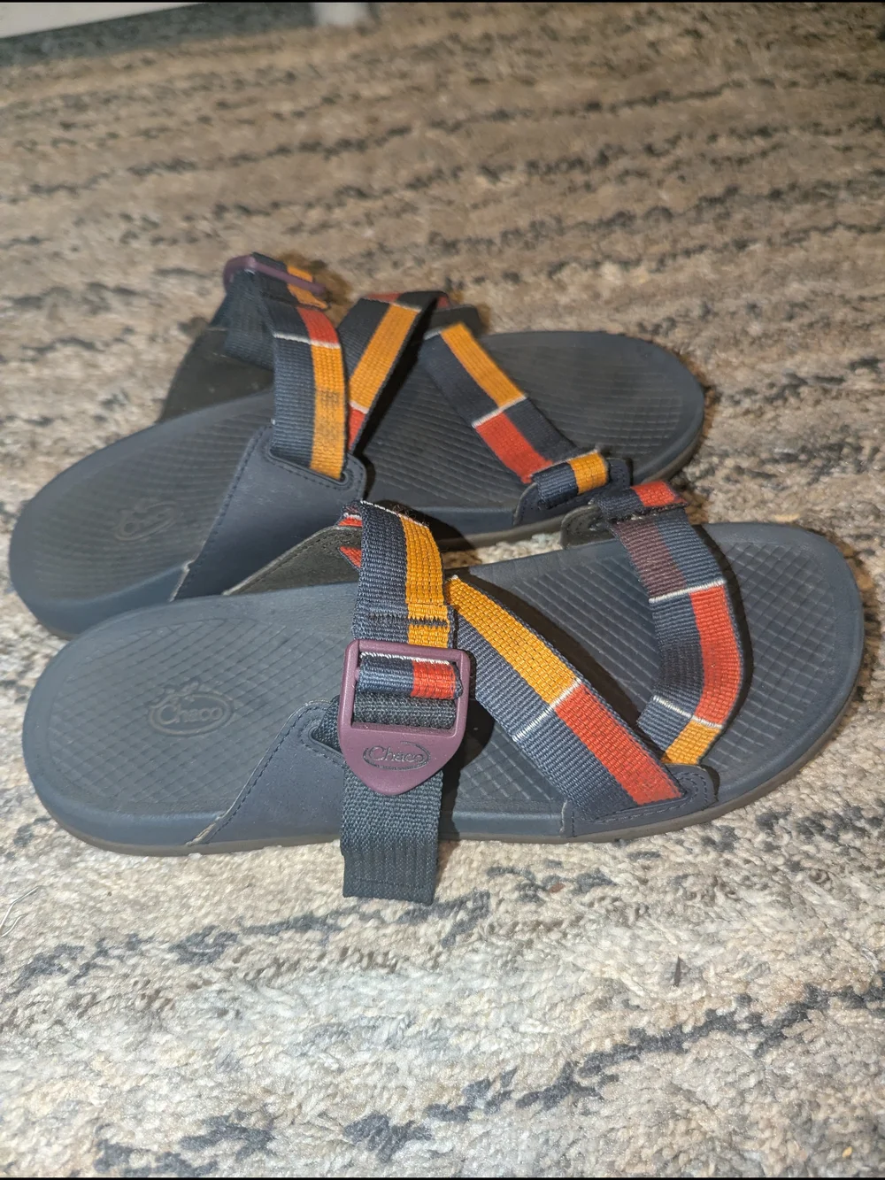 Chaco Women's Strappy Sandals in Black with Red & Yellow Accents